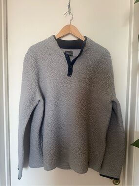 Kenneth Cole Reaction Sherpa Fleece Henley Pullover Gray Men’s M